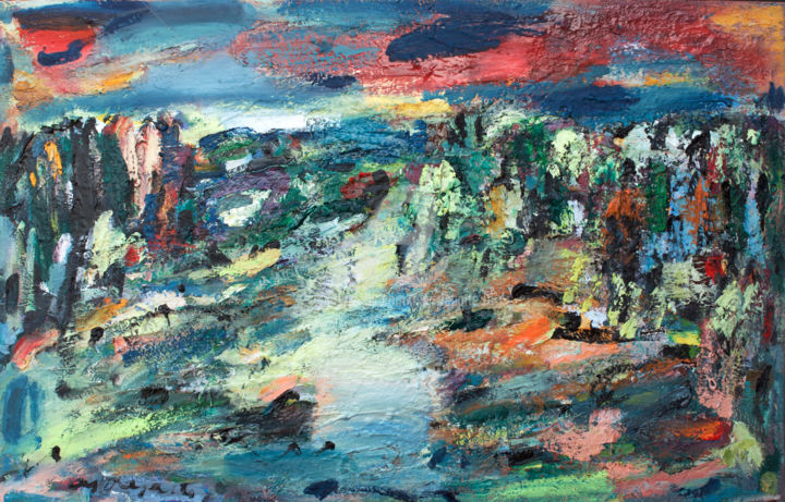 Pintura intitulada "paysage incertain" por Guy Departe, Obras de arte originais, Óleo