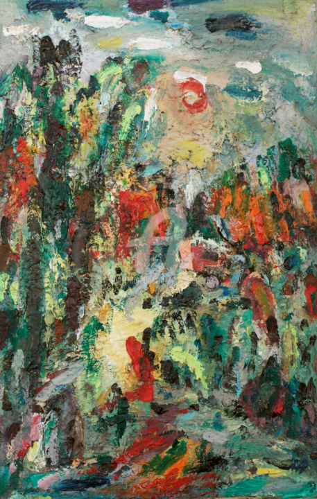 Peinture intitulée "ruisseaux et rochers" par Guy Departe, Œuvre d'art originale, Huile