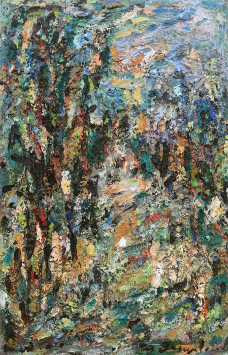 Peinture intitulée "montagnes d'été" par Guy Departe, Œuvre d'art originale, Huile