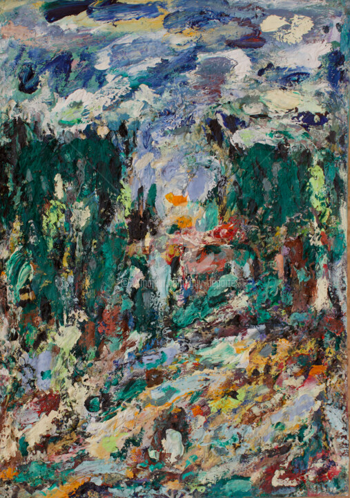 Peinture intitulée "terre lointaine" par Guy Departe, Œuvre d'art originale, Huile Monté sur Panneau de bois