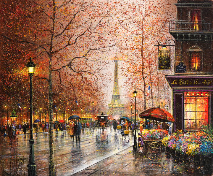 Malarstwo zatytułowany „Paris, la Tour Eiff…” autorstwa Guy Dessapt, Oryginalna praca, Akryl