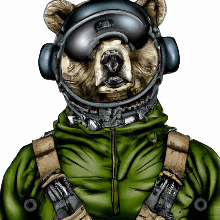 Digitale Kunst mit dem Titel "Bear army" von Guy Dorion, Original-Kunstwerk, KI-generiertes Bild