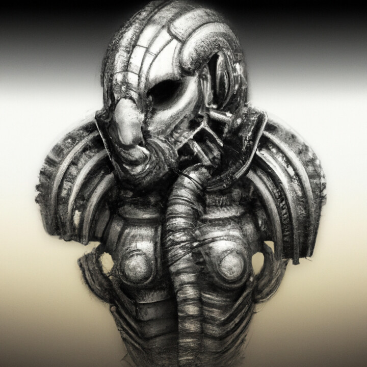 Arts numériques intitulée "H.R. Giger style 6.1" par Guy Dorion, Œuvre d'art originale, Image générée par l'IA