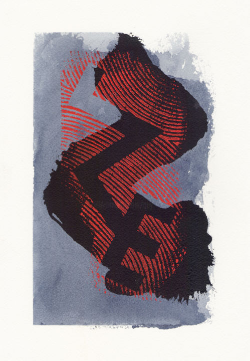 Painting titled "EMPREINTE TAURINE 02" by Guy Fouré, Original Art, Ink