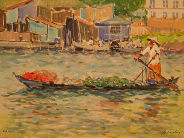 Malerei mit dem Titel "Vietnam" von Guy Le Gendre, Original-Kunstwerk, Öl