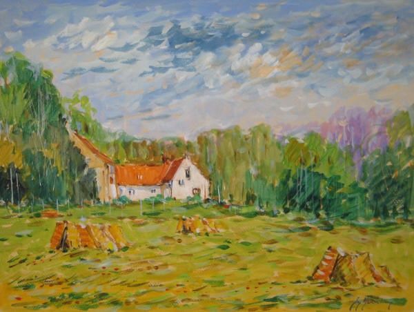 Painting titled "Paysage Picard" by Guy Le Gendre, Original Artwork, Oil