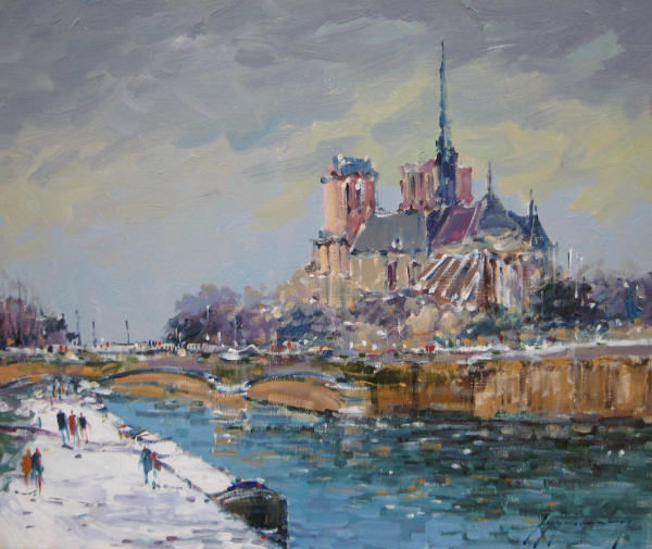 Painting titled "Notre dame de Paris" by Guy Le Gendre, Original Artwork, Oil
