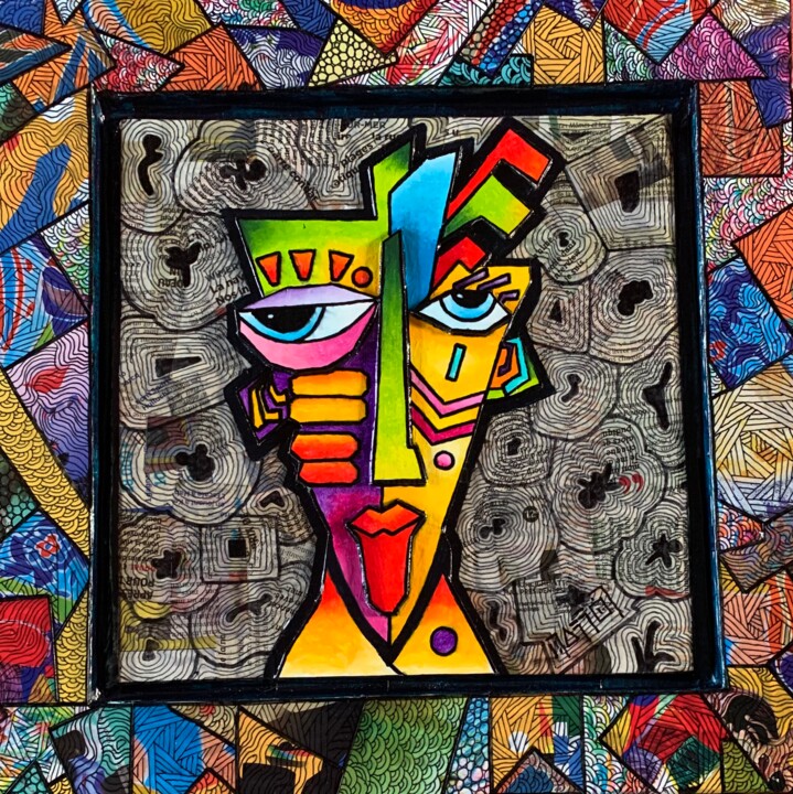 Pintura intitulada "Arlequin" por Guy Masson, Obras de arte originais, Acrílico Montado em Cartão