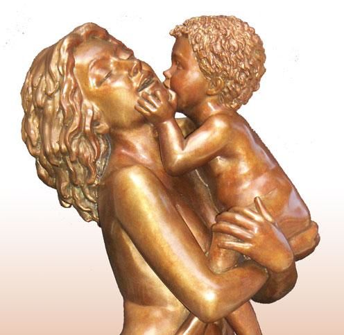 Skulptur mit dem Titel "«Caresses» La mère…" von Guy Pierre, Original-Kunstwerk