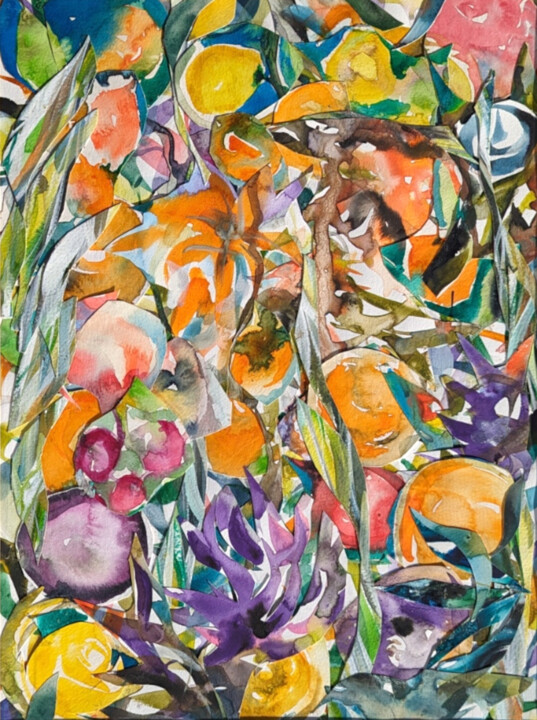 Pintura intitulada "Flower Power" por Guy Sroka, Obras de arte originais, Aquarela