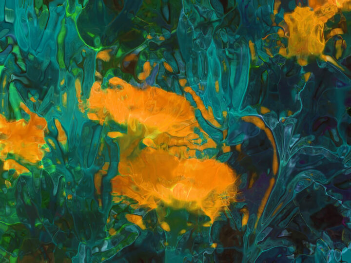Digitale Kunst mit dem Titel "Fleur Jaune" von Guy Zito, Original-Kunstwerk, Digitale Malerei