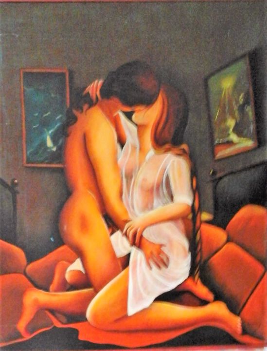 Painting titled "julie-julo" by Morançais, Original Artwork, Oil