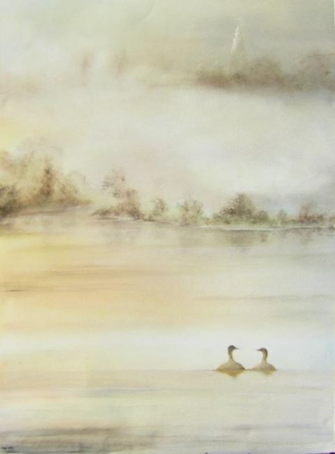 Malerei mit dem Titel "mariage" von Guylaine, Original-Kunstwerk, Aquarell