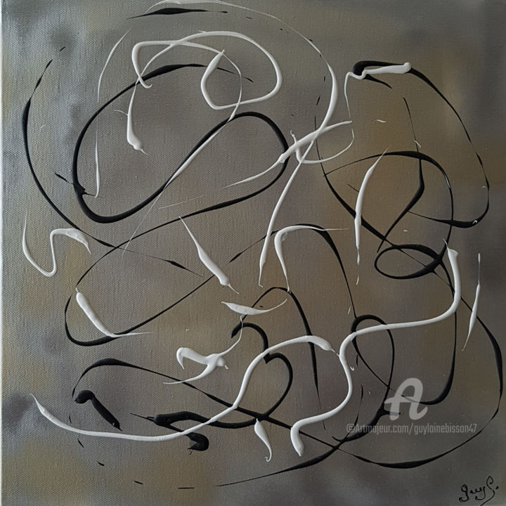 Картина под названием "SILVERCOIN - Peintu…" - Guylaine Bisson (GuyL'ART), Подлинное произведение искусства, Акрил