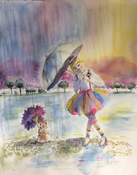 Peinture intitulée "Après la pluie vien…" par Guyle Rayne, Œuvre d'art originale, Aquarelle