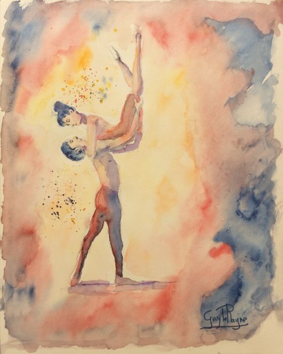Painting titled "Expression corporel…" by Guyle Rayne, Original Artwork, Watercolor