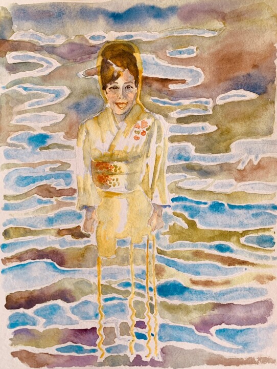 Peinture intitulée "Le fantôme de Tamako" par Guyle Rayne, Œuvre d'art originale, Aquarelle