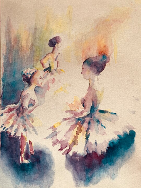 Peinture intitulée "Petites danseuses é…" par Guyle Rayne, Œuvre d'art originale, Aquarelle