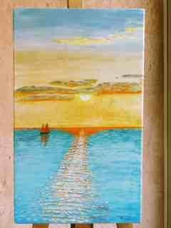 Peinture intitulée "Coucher de soleil e…" par Jean Guyou, Œuvre d'art originale, Huile