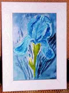 Painting titled "Iris bleu" by Jean Guyou, Original Artwork, Oil