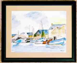 Peinture intitulée "Port breton" par Jean Guyou, Œuvre d'art originale, Huile