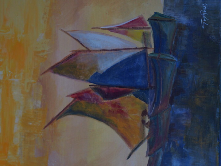 Peinture intitulée "Marine voiliers anc…" par Guyrichd, Œuvre d'art originale, Acrylique