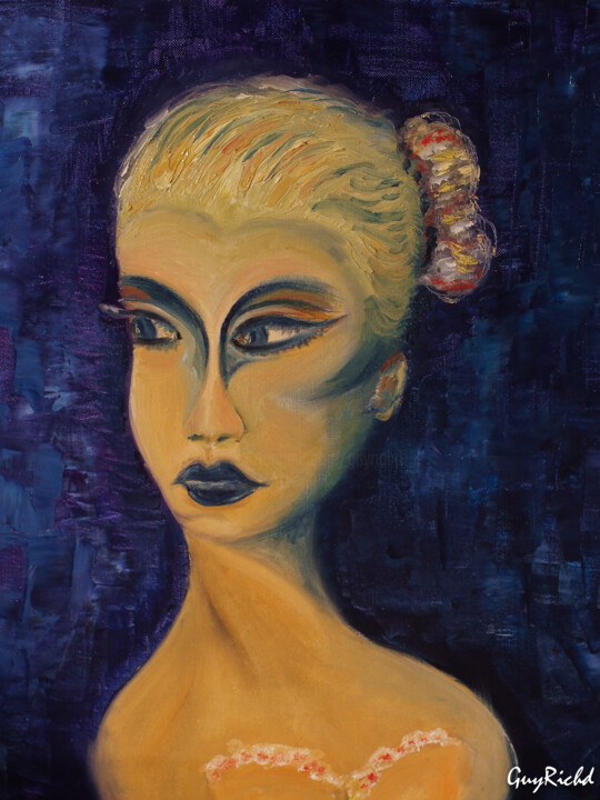 Peinture intitulée "comtesse-au-chignon…" par Guyrichd, Œuvre d'art originale, Huile