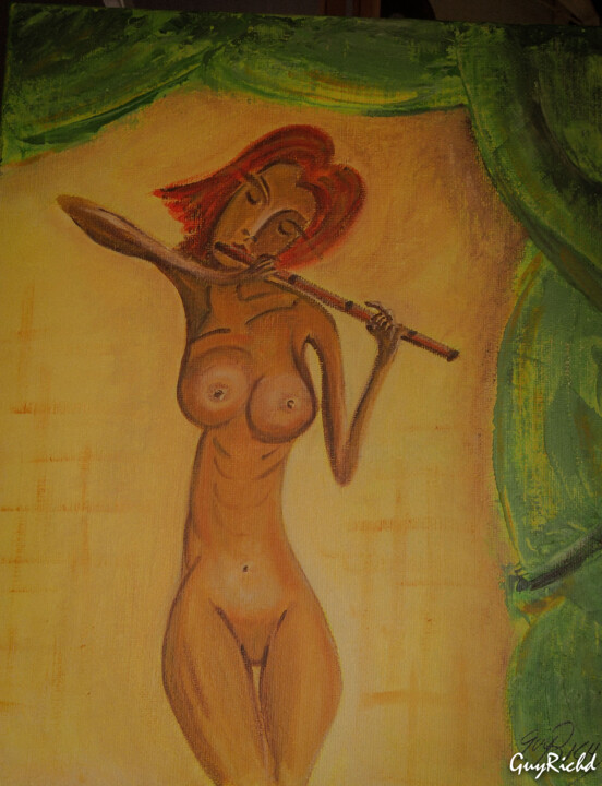 Peinture intitulée "Flutiste nue. jpg" par Guyrichd, Œuvre d'art originale, Acrylique