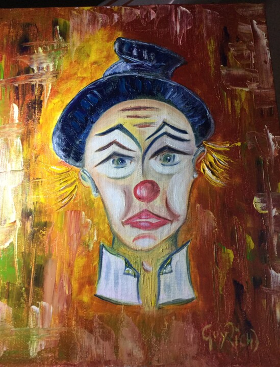 Peinture intitulée "Clown "Riboule"" par Guyrichd, Œuvre d'art originale, Huile