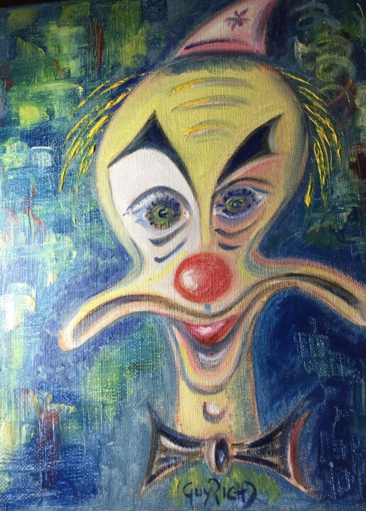 Peinture intitulée "Clown "Kroko"" par Guyrichd, Œuvre d'art originale, Huile