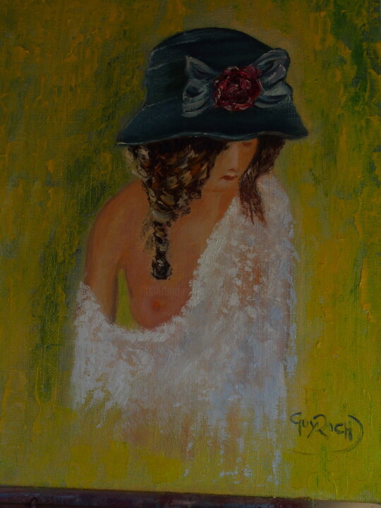 Painting titled "Chapeau et la rose" by Guyrichd, Original Artwork, Other
