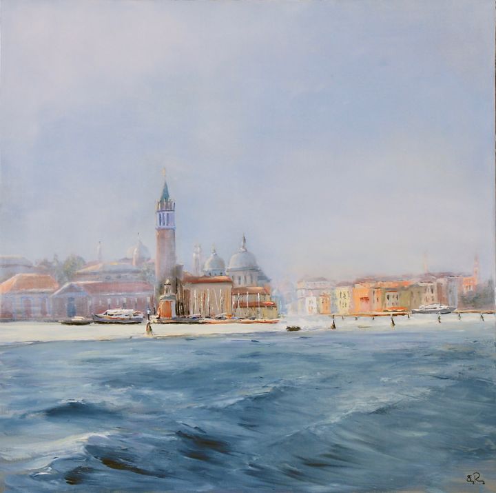 Pintura intitulada "San Giorgio Maggiore" por Guy Rossey, Obras de arte originais, Óleo