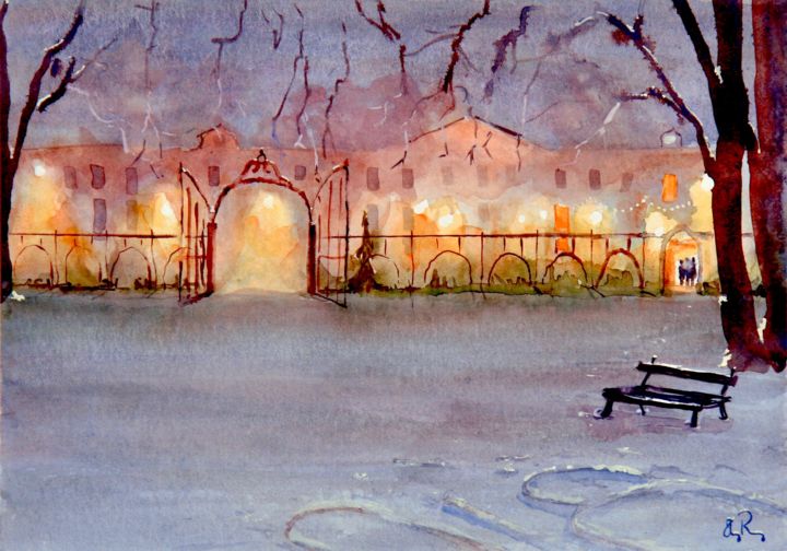 Peinture intitulée "Noël!" par Guy Rossey, Œuvre d'art originale, Aquarelle