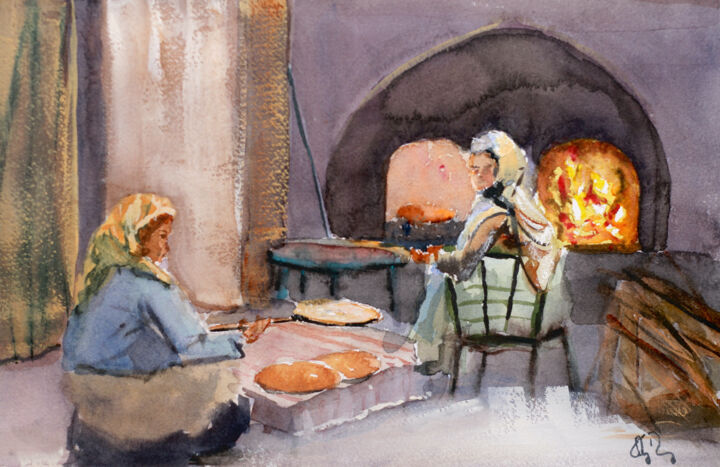 Peinture intitulée "Le pain quotidien" par Guy Rossey, Œuvre d'art originale, Aquarelle