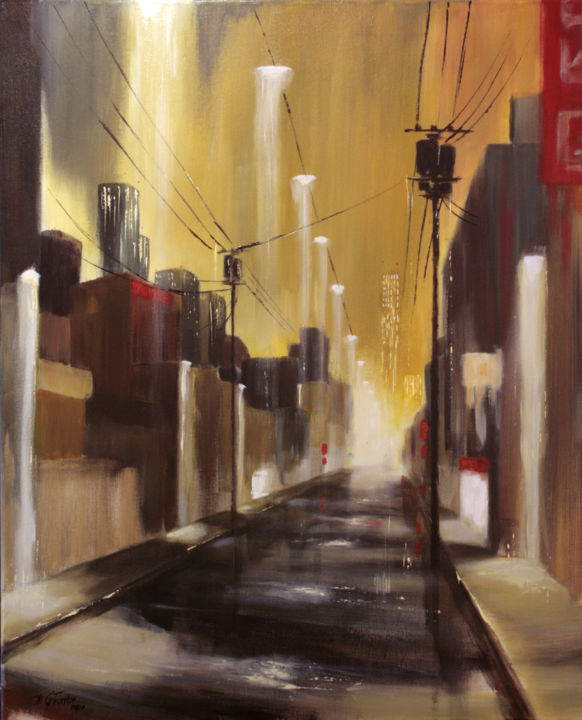 Peinture intitulée "Tokyo - Une rue de…" par Guy Terrier, Œuvre d'art originale, Acrylique