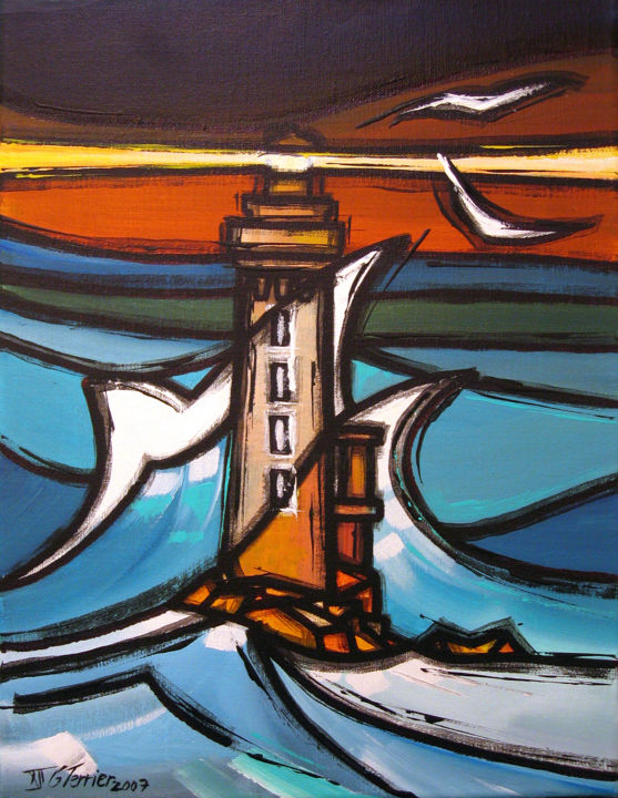 Painting titled "Phare II" by Guy Terrier, Original Artwork, Acrylic