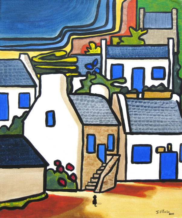 Painting titled "hd-village-de-breta…" by Guy Terrier, Original Artwork