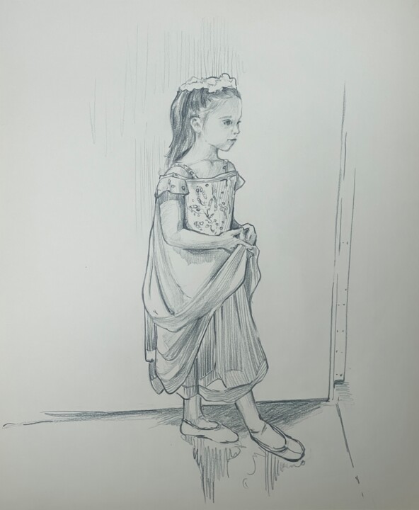 Painting titled "Young dancer" by Guzel Min, Original Artwork, Pencil