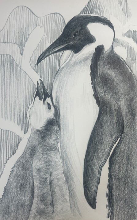 Drawing titled "Mother and child. P…" by Guzel Min, Original Artwork, Pencil