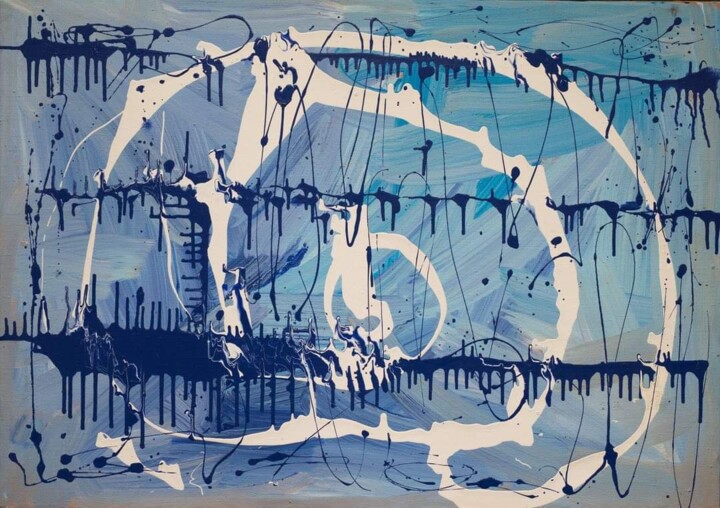 Peinture intitulée "Blue Cardiogram" par Gvantsa Turmanidze, Œuvre d'art originale, Acrylique Monté sur Châssis en bois