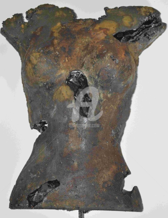 Sculpture intitulée "Buste femme oxydé -…" par Gwen Lemasson, Œuvre d'art originale, Béton