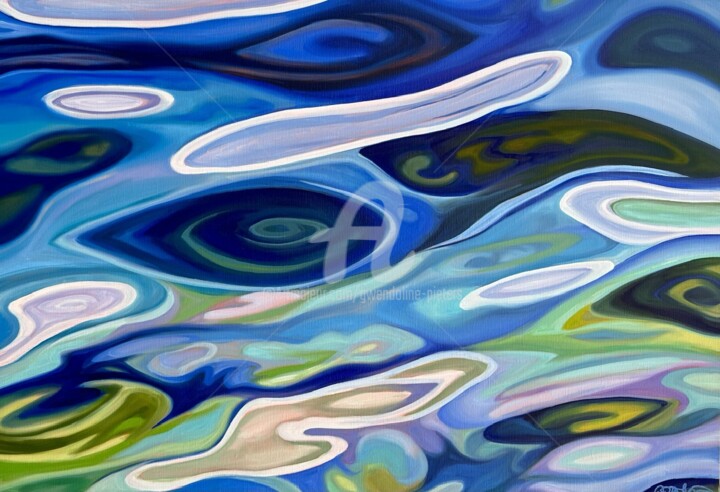 Peinture intitulée "Reflet sur l’eau, L…" par Gwendoline Pieters, Œuvre d'art originale, Huile Monté sur Châssis en bois
