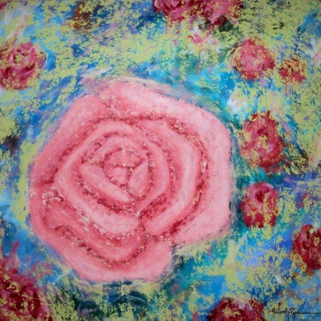 Peinture intitulée "Roseiral" par Herberth Gwimma, Œuvre d'art originale, Huile