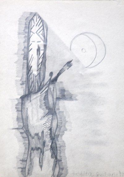 Drawing titled "Prophet" by Dr István Gyebnár, Original Artwork