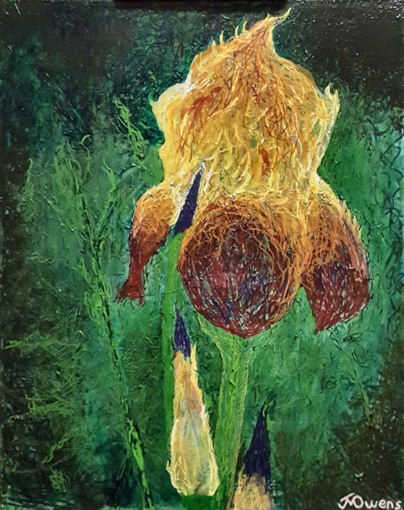 Painting titled "fire-iris-painting.…" by James Owens, Original Artwork, Acrylic