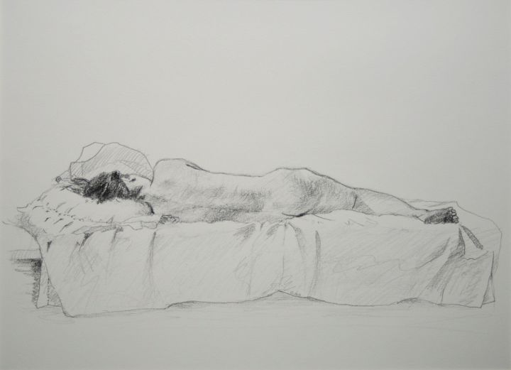 Drawing titled "Dessin nu féminin c…" by György Acs, Original Artwork, Graphite