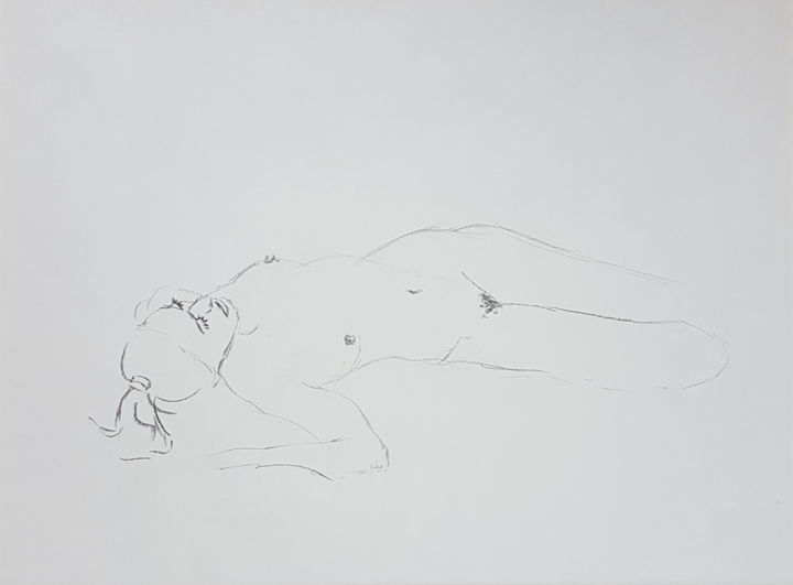 Dessin intitulée "Dessin nu féminin c…" par György Acs, Œuvre d'art originale, Fusain