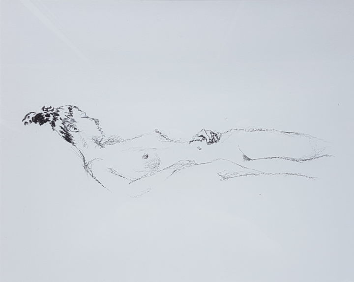 Drawing titled "Dessin nu féminin c…" by György Acs, Original Artwork, Charcoal
