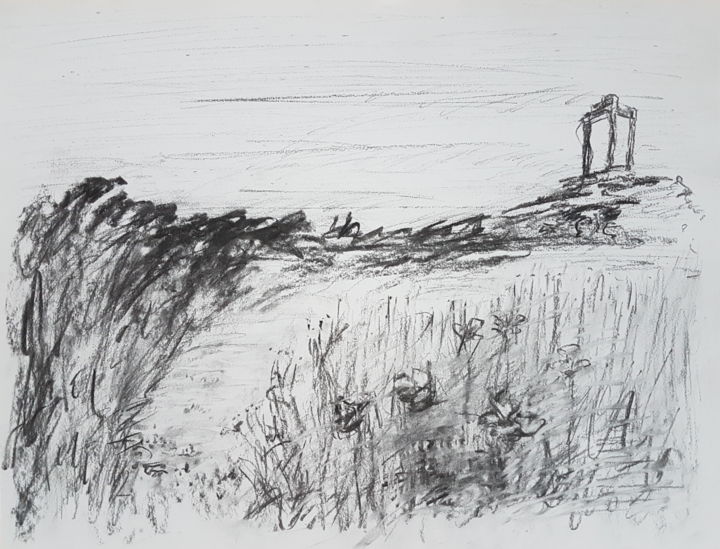 Dessin Paysage Fusain Avec Ruines Romaines Jpg Drawing By Gyorgy