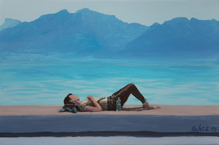 "Femme couchée bord…" başlıklı Tablo György Acs tarafından, Orijinal sanat, Akrilik